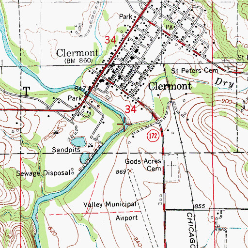 Topographic Map of Dry Run, IA