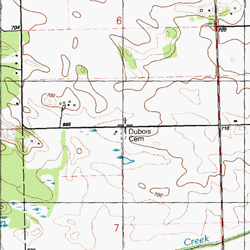 Topographic Map of Dubois Cemetery, IA