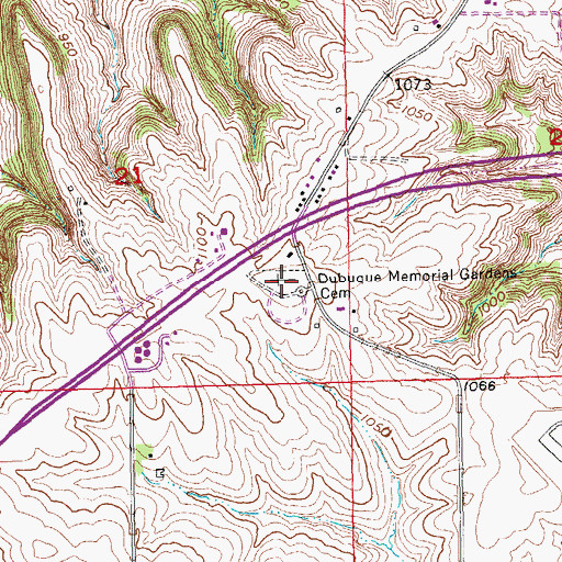 Topographic Map of Dubuque Memorial Gardens Cemetery, IA