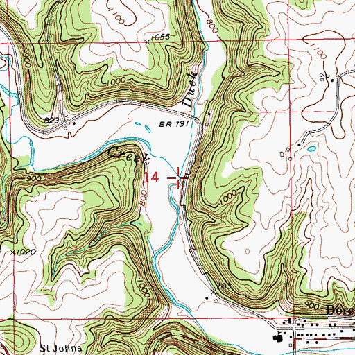 Topographic Map of Duck Creek, IA
