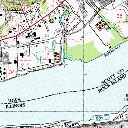 Topographic Map of Duck Creek, IA