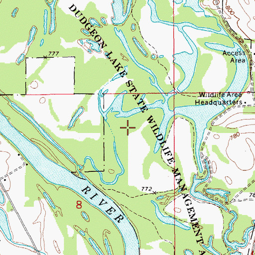 Topographic Map of Dudgeon Lake State Wildlife Mgt Area, IA