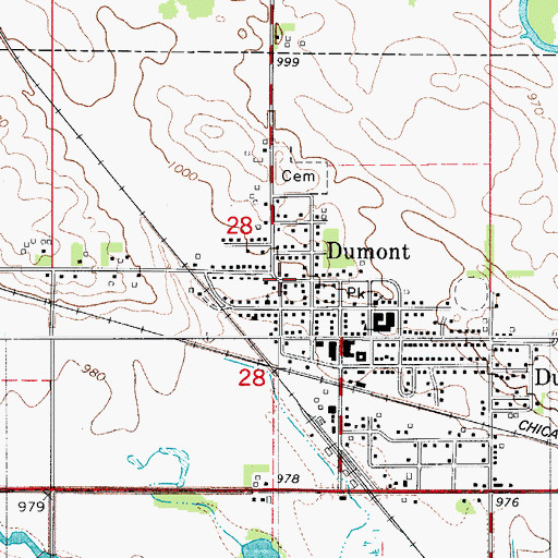 Topographic Map of Dumont, IA