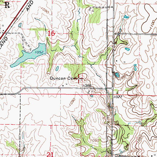 Topographic Map of Duncan Cemetery, IA