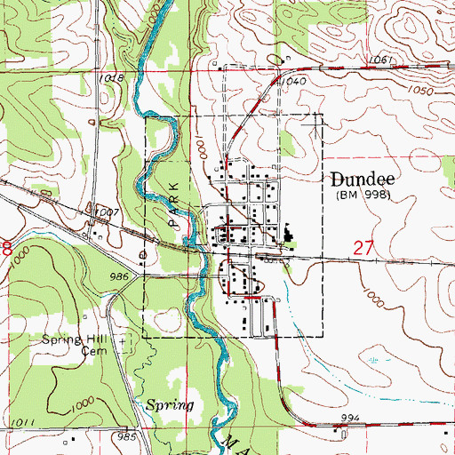 Topographic Map of Dundee, IA