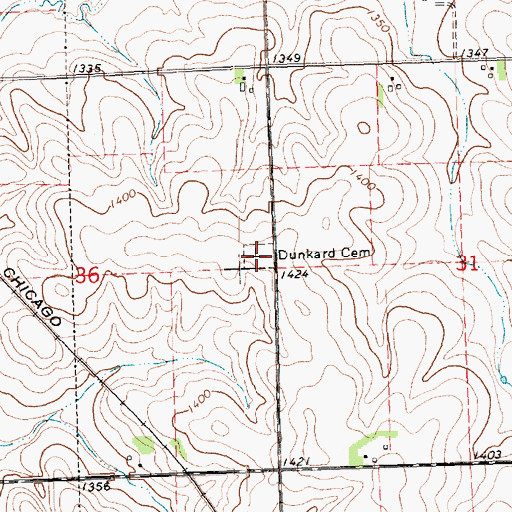 Topographic Map of Dunkard Cemetery, IA