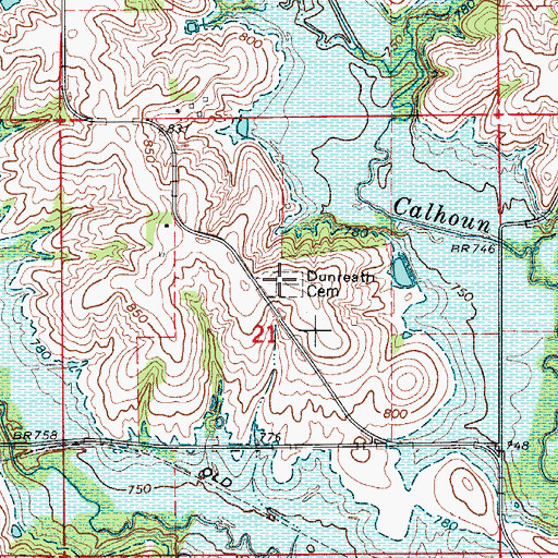 Topographic Map of Dunreath Cemetery, IA
