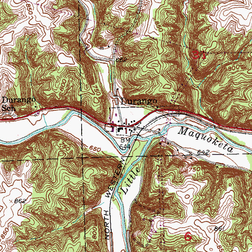 Topographic Map of Durango, IA