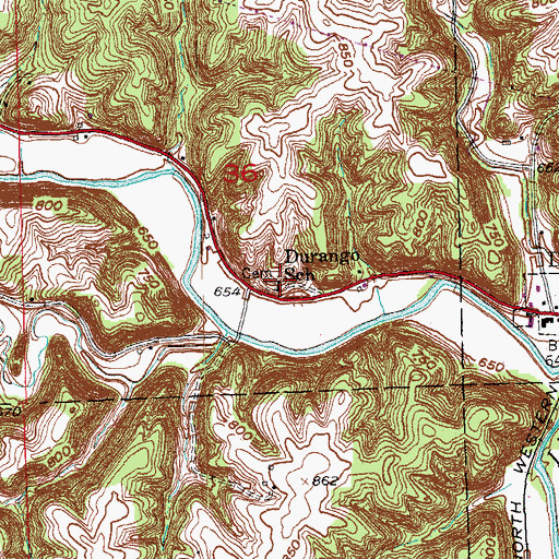 Topographic Map of Durango School, IA