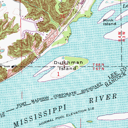 Topographic Map of Dutchman Island, IA
