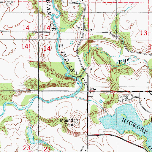 Topographic Map of Dye Creek, IA