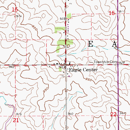 Topographic Map of Eagle Center, IA