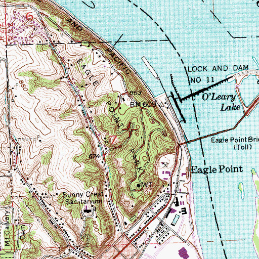 Topographic Map of Eagle Point Park, IA