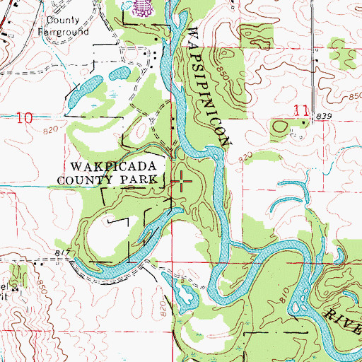 Topographic Map of Eakpicada County Park, IA