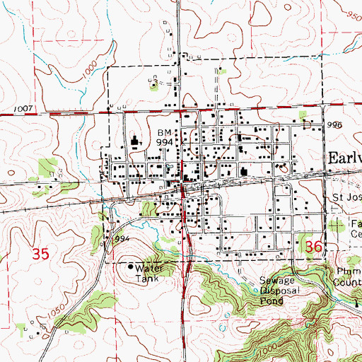 Topographic Map of Earlville, IA