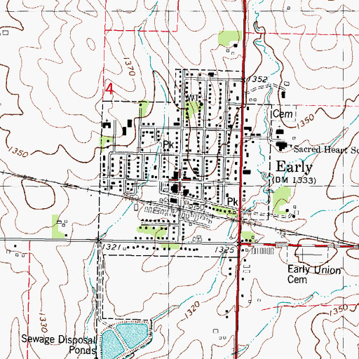Topographic Map of Early, IA