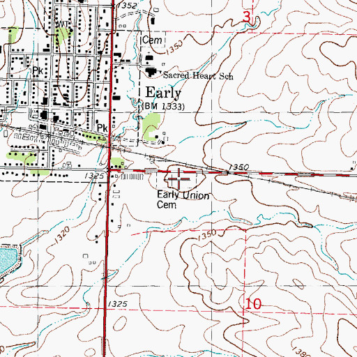 Topographic Map of Early Union Cemetery, IA