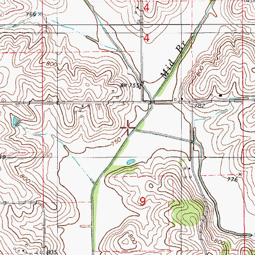 Topographic Map of East Branch Buckley Creek, IA
