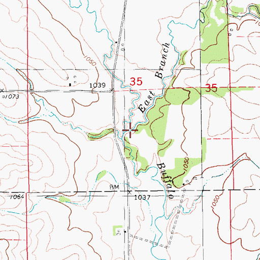Topographic Map of East Branch Buffalo Creek, IA