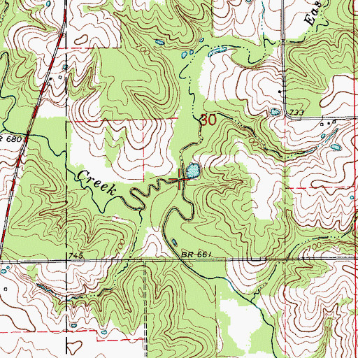 Topographic Map of East Branch Lick Creek, IA