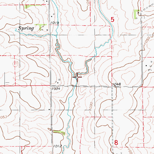 Topographic Map of East Branch Pine Creek, IA