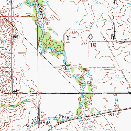Topographic Map of East Branch Salt Creek, IA