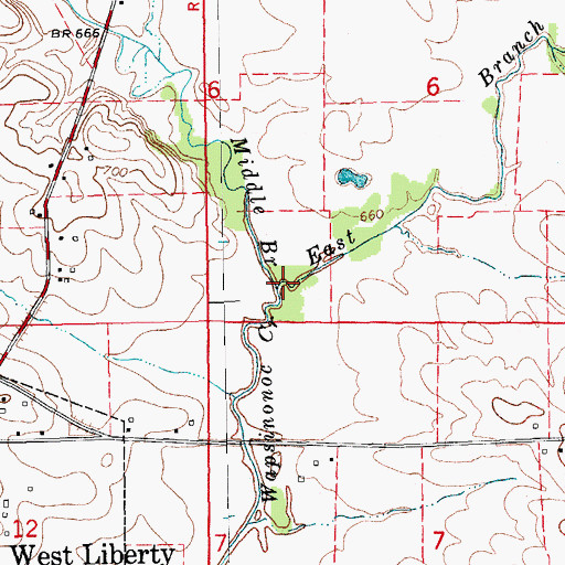 Topographic Map of East Branch Wapsinonoc Creek, IA