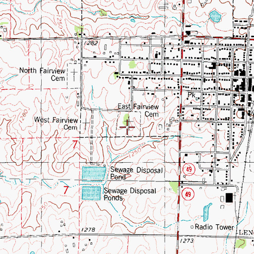 Topographic Map of East Fairview Cemetery, IA