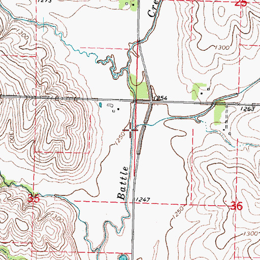 Topographic Map of East Fork Battle Creek, IA