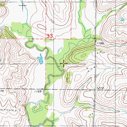 Topographic Map of East Fork East Nodaway River, IA