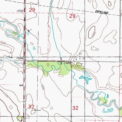 Topographic Map of East Fork Hardin Creek, IA