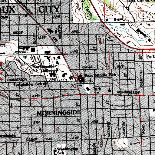 Topographic Map of East High School, IA