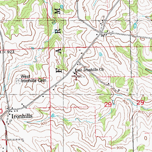 Topographic Map of East Ironhills Church, IA