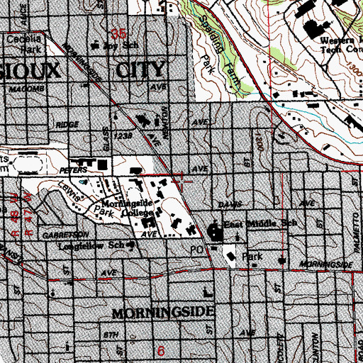 Topographic Map of East Junior High School, IA