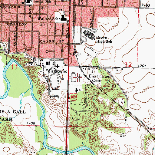 Topographic Map of East Lawn Cemetery, IA
