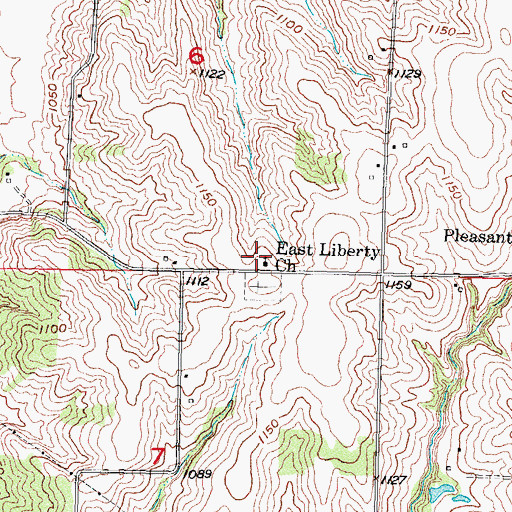 Topographic Map of East Liberty Church (historical), IA