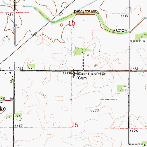 Topographic Map of East Lutheran Cemetery, IA