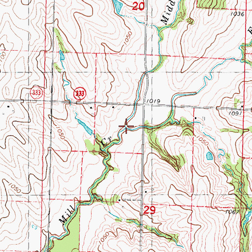 Topographic Map of East Mill Creek, IA