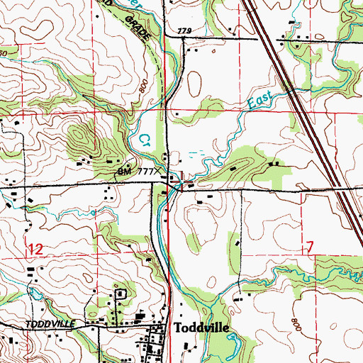 Topographic Map of East Otter Creek, IA