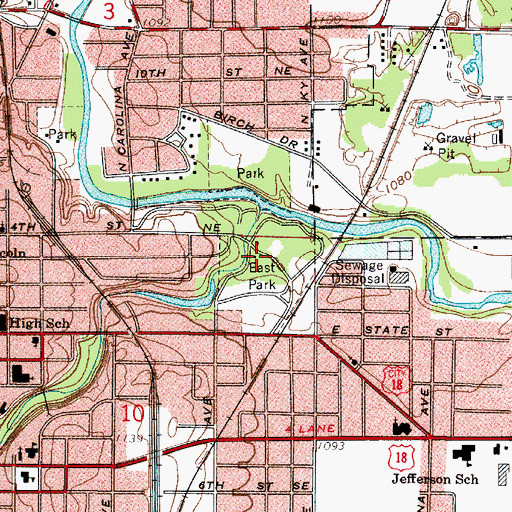 Topographic Map of East Park, IA