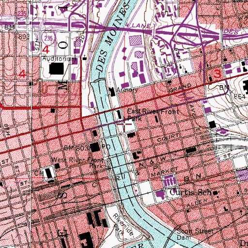 Topographic Map of East River Front Park, IA