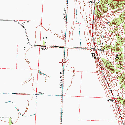 Topographic Map of East Soldier Ditch, IA
