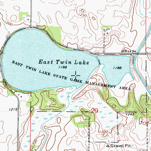 Topographic Map of East Twin Lake Wildlife Management Area, IA