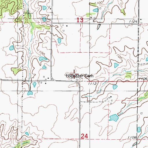 Topographic Map of Ebenezer Cemetery, IA