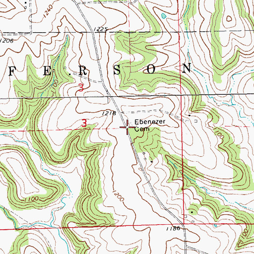 Topographic Map of Ebenezer Cemetery, IA