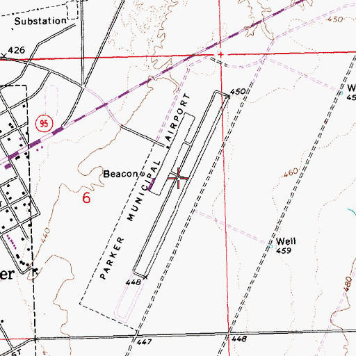 Topographic Map of Avi Suquilla Airport, AZ