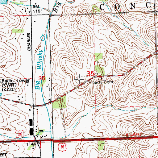 Topographic Map of Eberly Cemetery, IA