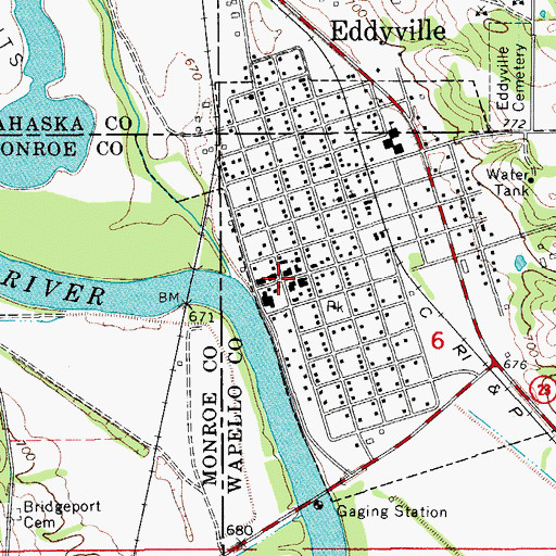 Topographic Map of Eddyville, IA