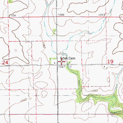 Topographic Map of Eden Cemetery, IA