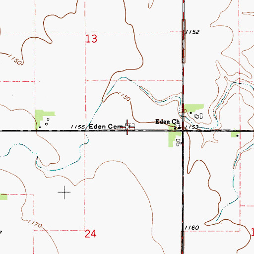 Topographic Map of Eden Cemetery, IA